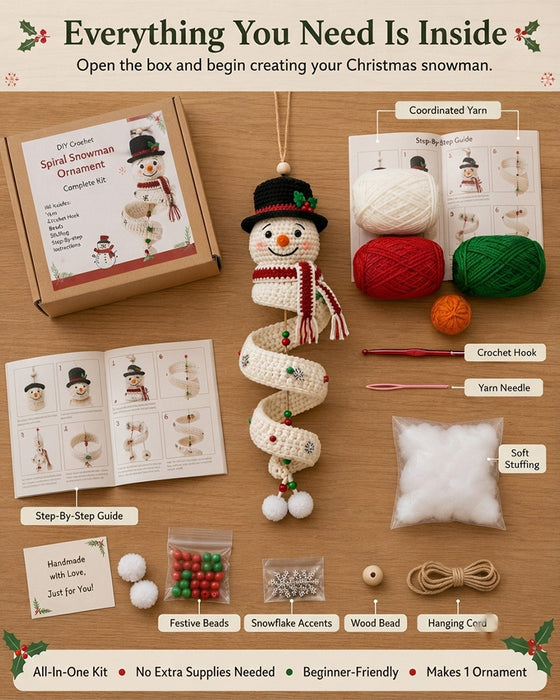 ☃️ DIY Kit Snögubbe I Spiral Virkning