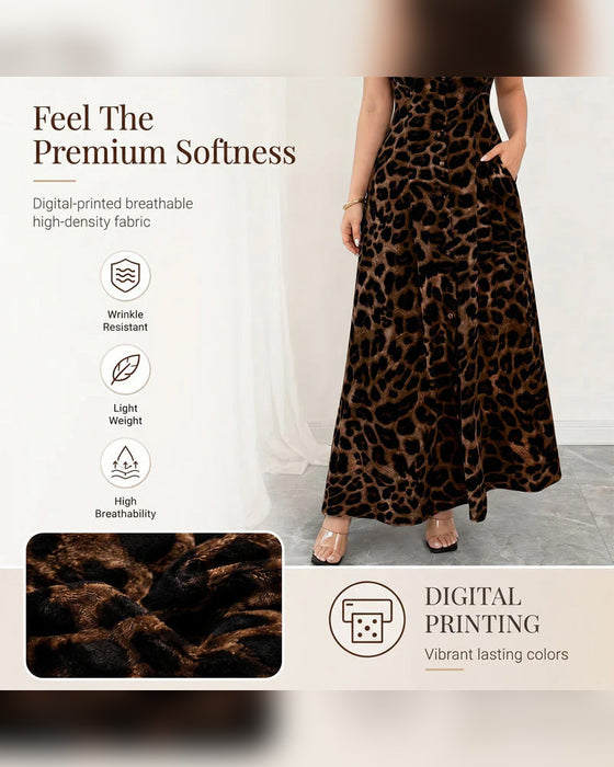 Klädning Avslappnad Leopard Maxi