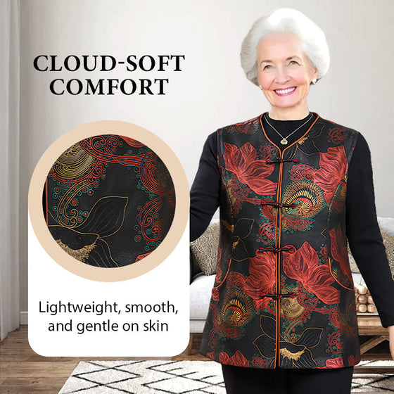 Väst Retro-Chic Oriental Blomsterbroderi