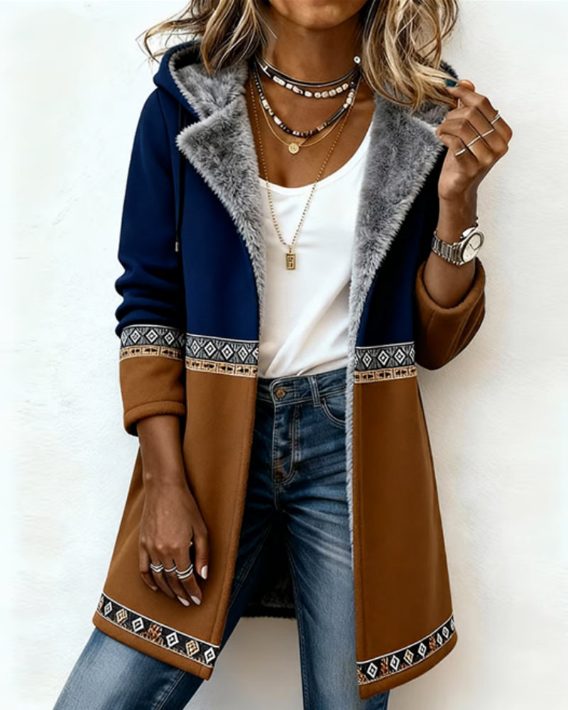 Modellös Långärmad Päls Med Huva