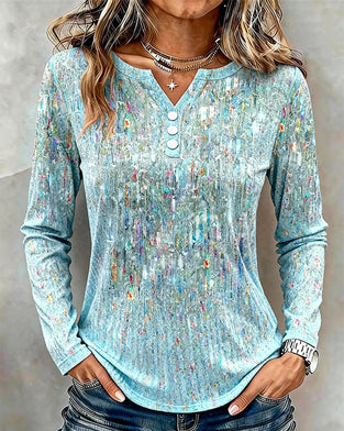 Blus Knappad V-ringning