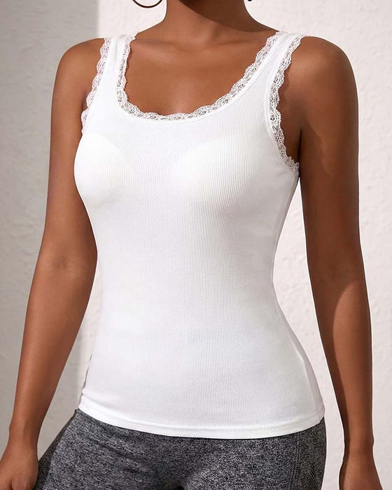 Tank Top Vadderad Spets Trim