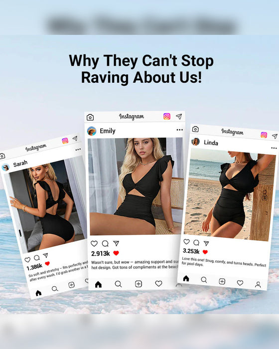 Sexig Volang Ett Stycke Baddräkt – Volangdetalj, Magkontroll & Levande Färger