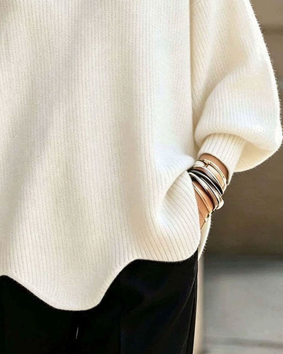 Pullover Enfärgad Revers