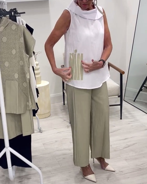 Dräkt Ärmlös Bred Krage Mode