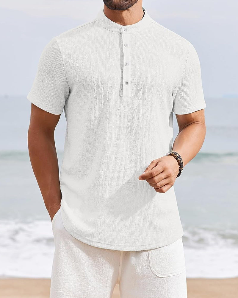 Skjorta Enfärgad Lös Henley
