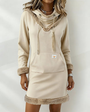 Klänning Långärmad Plysch Lapptäcks