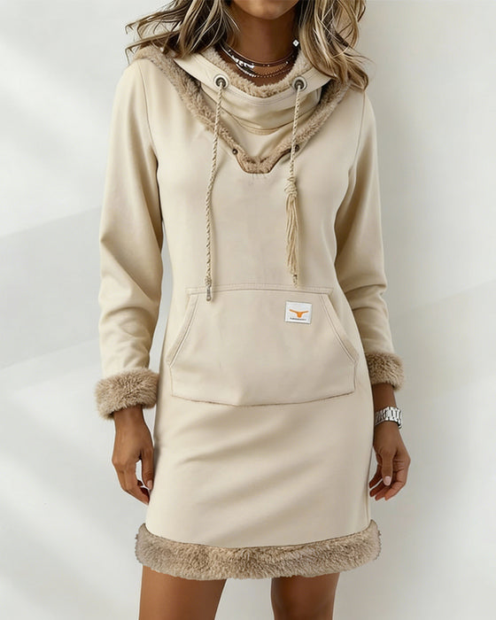 Klänning Långärmad Plysch Lapptäcks