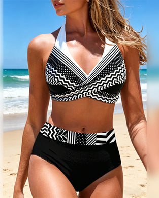 Bikini Halsrem Prickig Vågprint