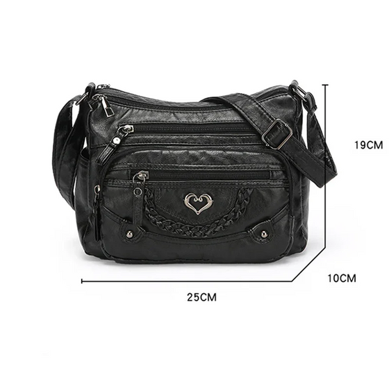 Damernas Mjuka PU Läder Multi-Ficka Crossbody Väska