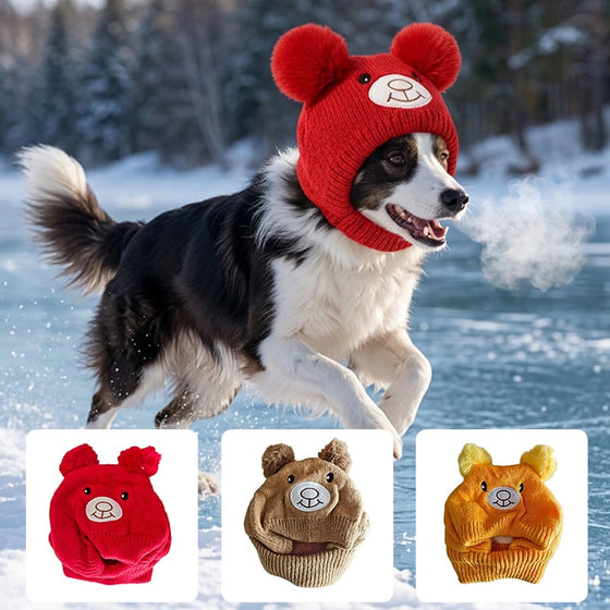 Halsduk Och Mössa Set Stor Hund Stickad Öron