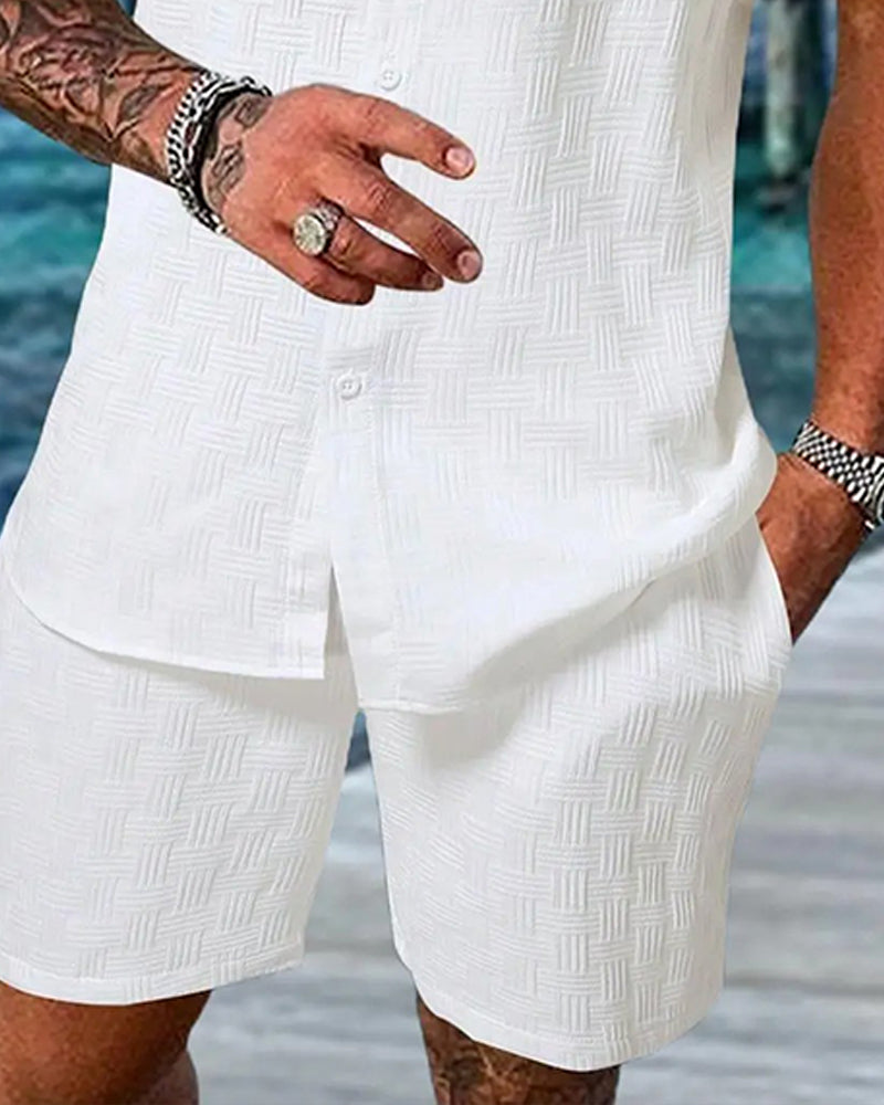 Set Rutigt Polo Krage Casual Män