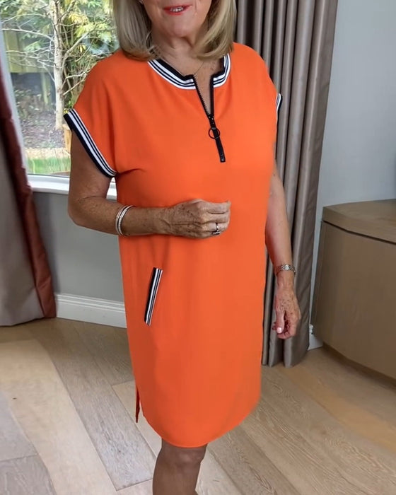 Klänning Halvdraget Kontrastfärg Sport