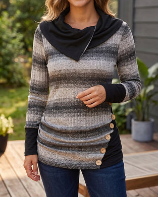 Sweatshirt Oregelbunden Rand Knapp