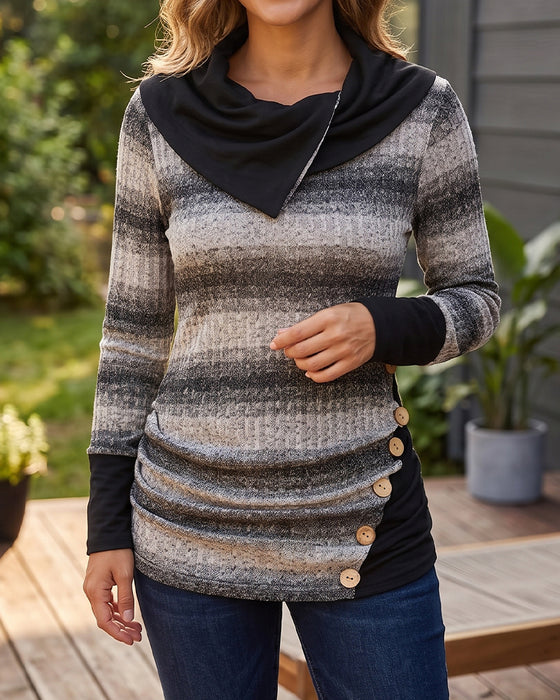 Sweatshirt Oregelbunden Rand Knapp