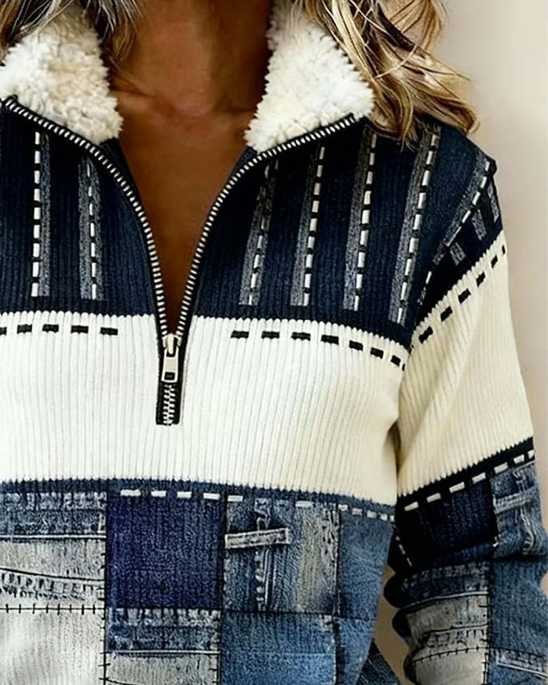 Retro Sweatshirt Med Halvblås