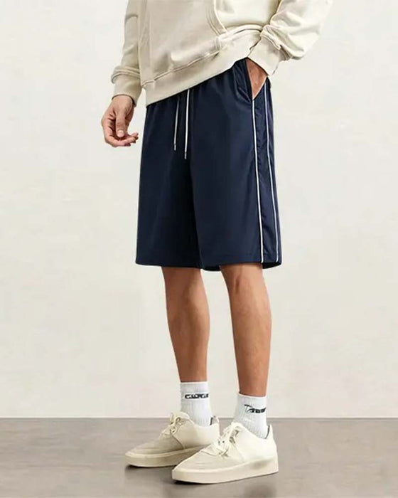 Shorts Dubbel Vit Rand Knälång Casual