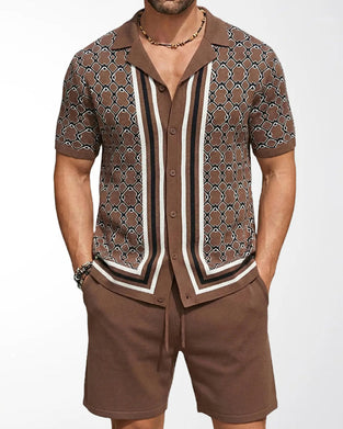 Set Kortärmad Cardigan Och Shorts Tvådelad