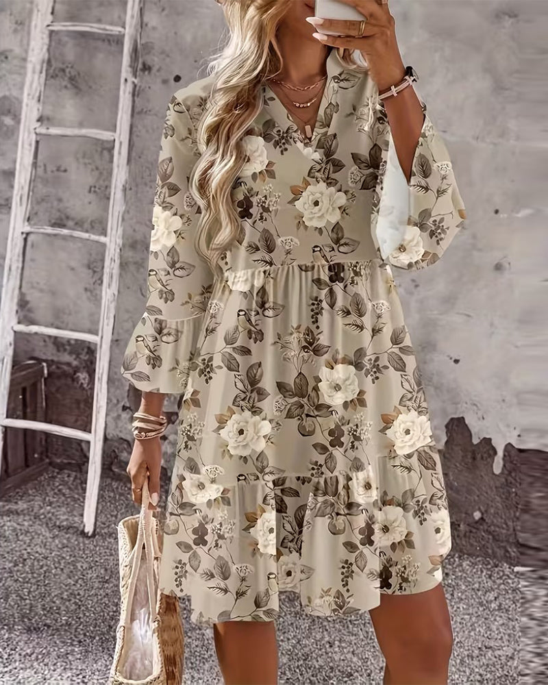 Bell Sleeve Floral Print