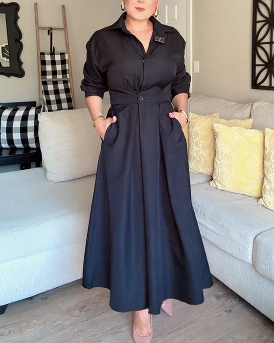 Skjorta Klänning Lapel Midja