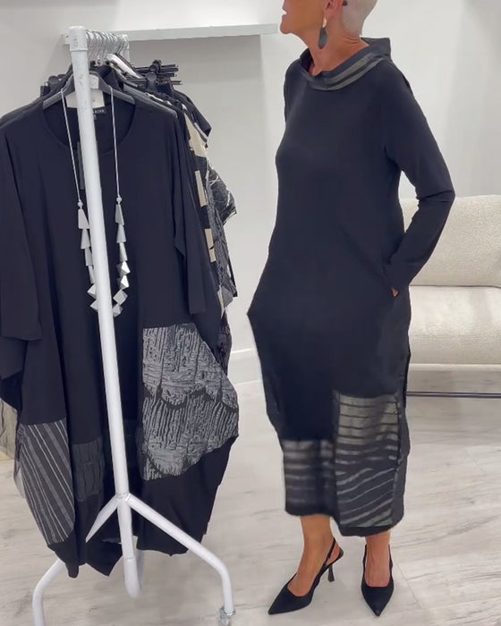 Modernt Enfärgat Klänning Med Sömskarvning