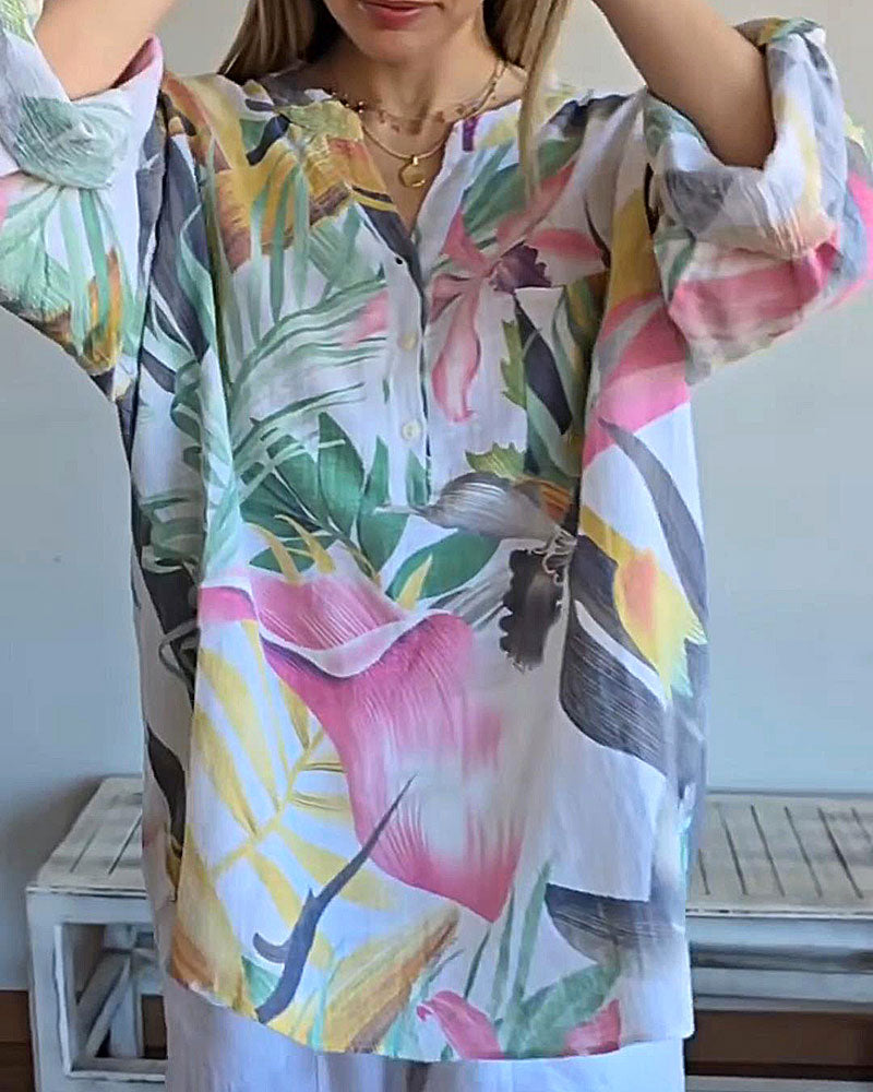 Blus Knappning V-hals