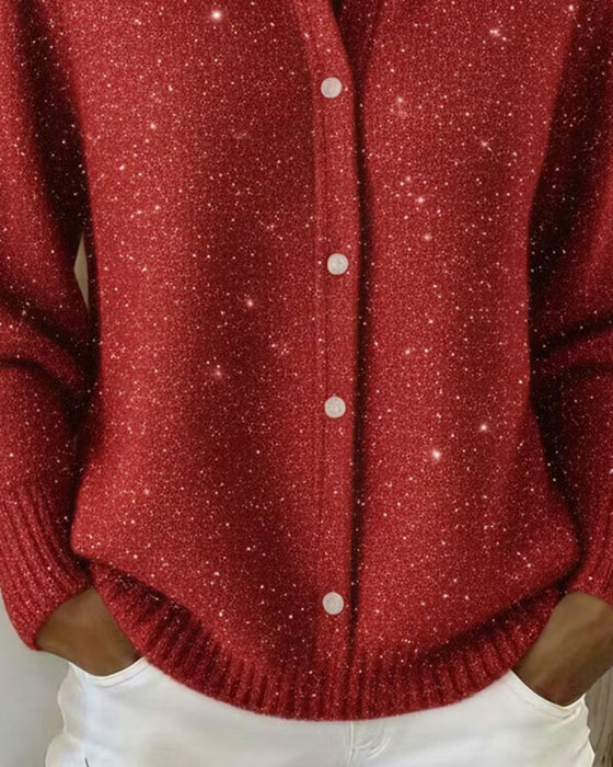Cardigan Slag Casual Lång Ärm