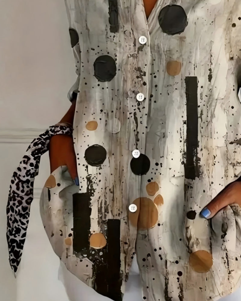 Prickig Modisk Skjorta Med Krage