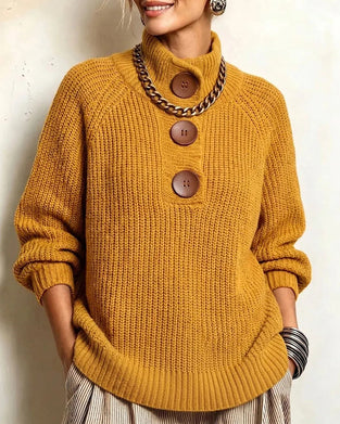 Tröja Turtleneck Knappad Raglanärm