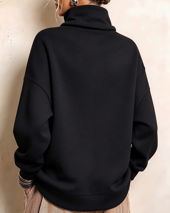 Sweatshirt Hög Hals Strass Dragsko