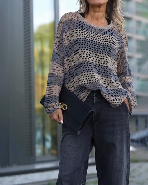 Pullover Rand Urskärning Stickad