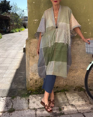 Klänning Rutig Randig Patchwork Lös