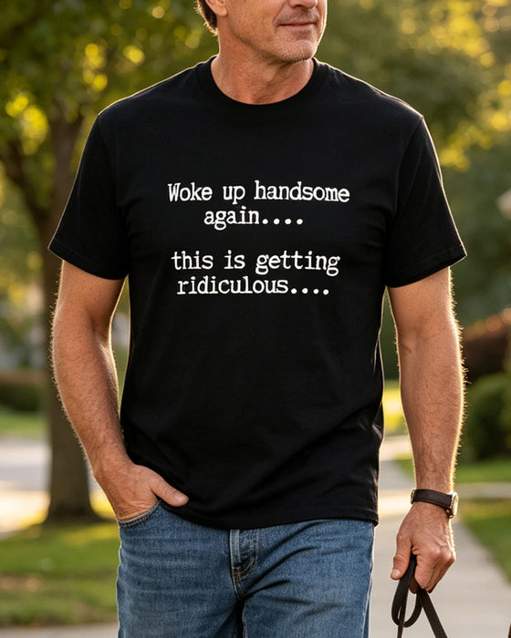 Herr T-Shirt Bokstav Tryck Rund Hals
