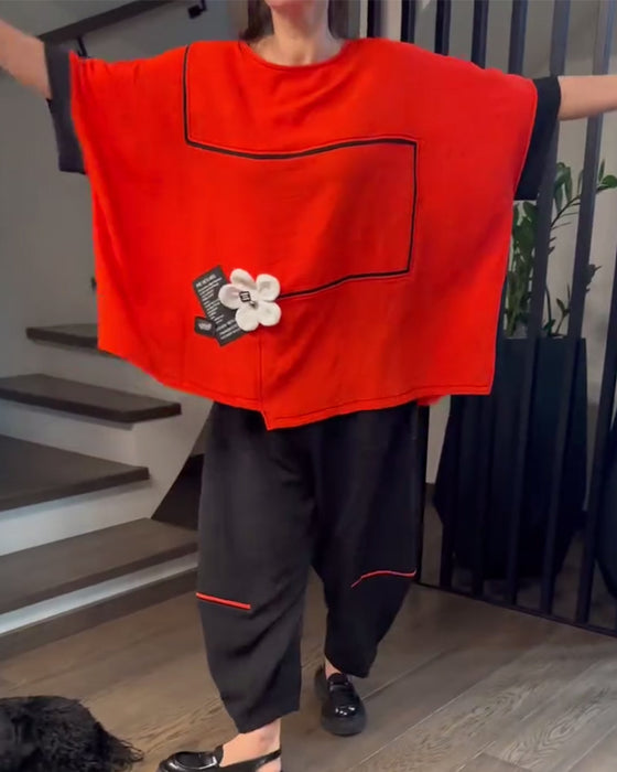 Set Med Lösa Bloomers Casual Färgblockning