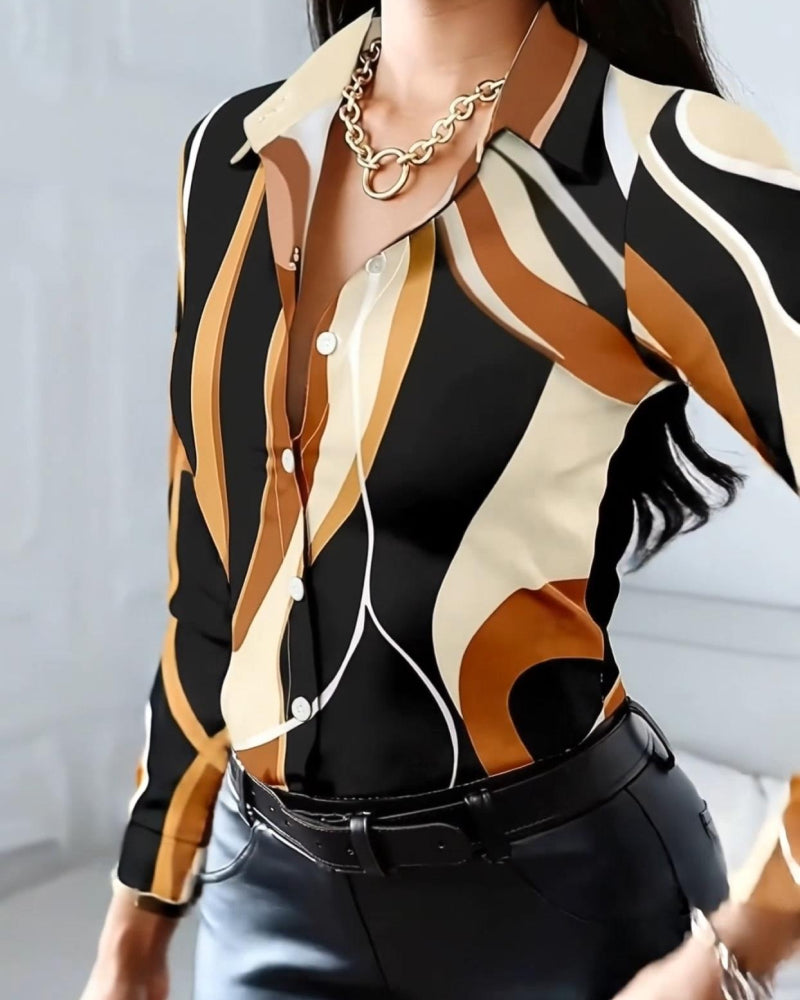 Skjorta Med Stilfull Geometrisk Krage