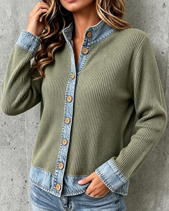 Kappa Avslappnad Denim Panel Stickad