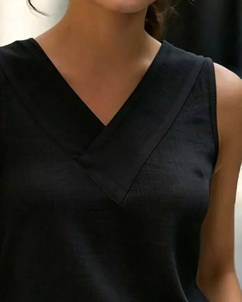 Tank Top Ärmlös V-Hals Kors