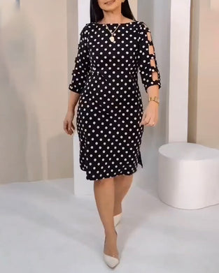 Klänning Rund Hals Prickig