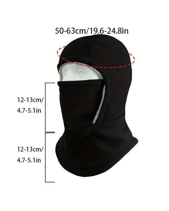 Vinter 2 I 1 Mössa Och Ansiktsmask Vindtät Tjock Fleecefoder För Utomhussport Svart