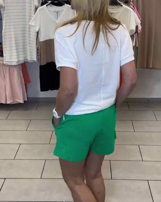 Set Casual Mönstrade Shorts Med Mellanhög Höjd
