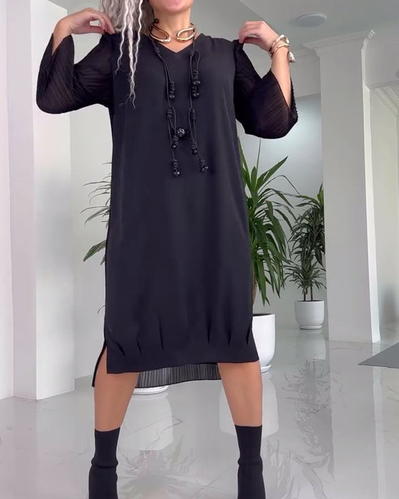 Enfärgad slits casual klänning