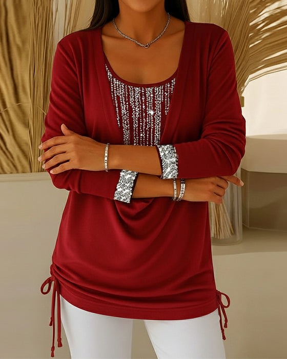 Topp Droppkrage Fin Glitter Falsk Tvådelad