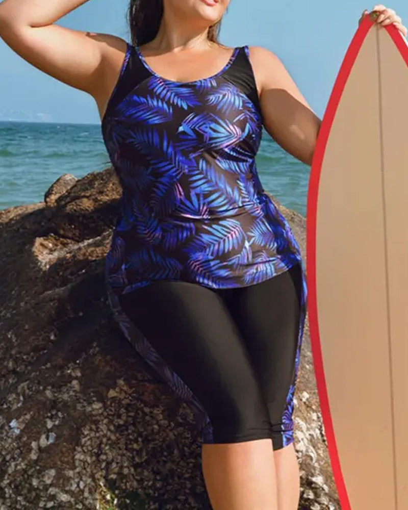 Semester Tryckt Ärmlös Tankini