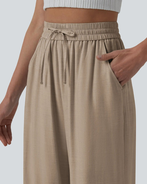 Byxor Elastic Midja Bred Ben Knyt Casual