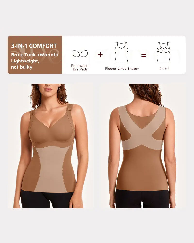 Linne Dam 3-I-1 Lätt Åtsittande Mjuk Termisk Shapewear Inbyggd Bh