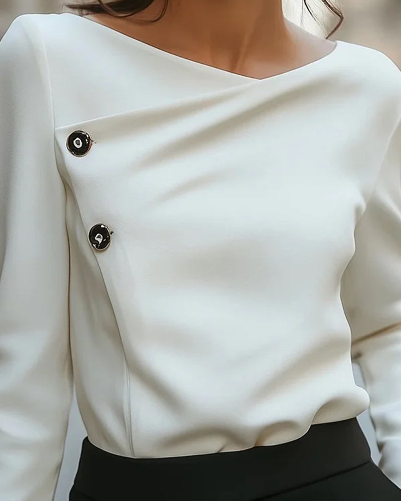 Top Knäppt Lång Ärm
