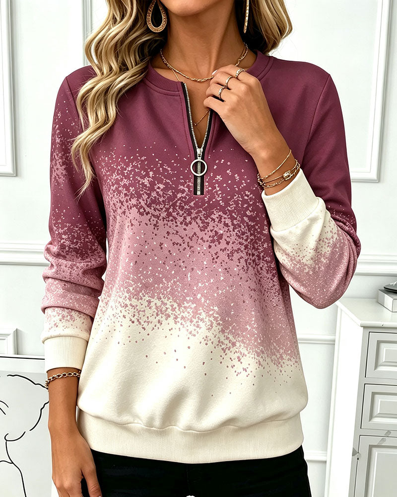 Sweatshirt Dragkedja Gradient Kontrast