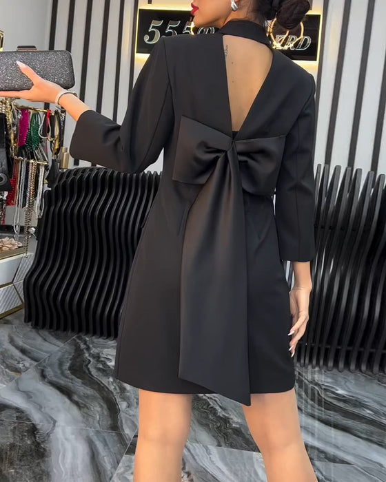 Krage Slips Klänning Dubbelknäppt Kostym