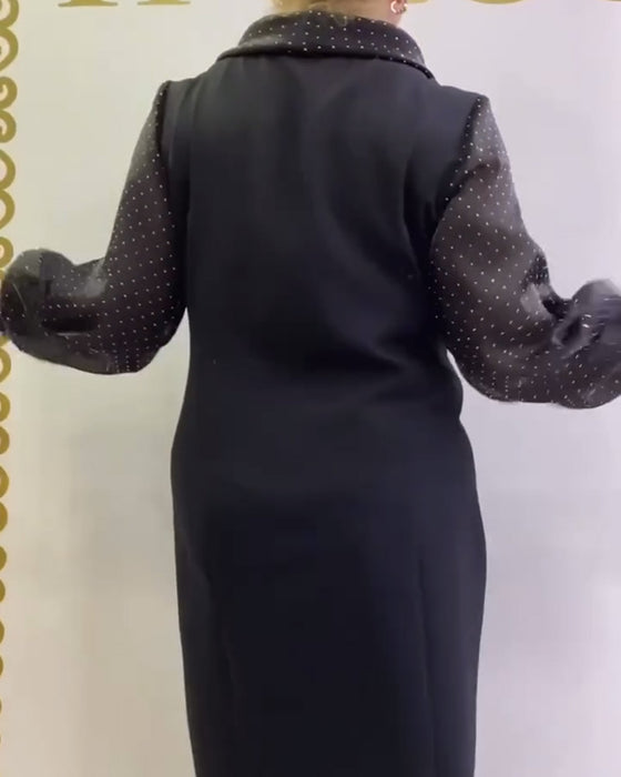 Klänning Lykta Ärm Nät Lapptäcksarbete