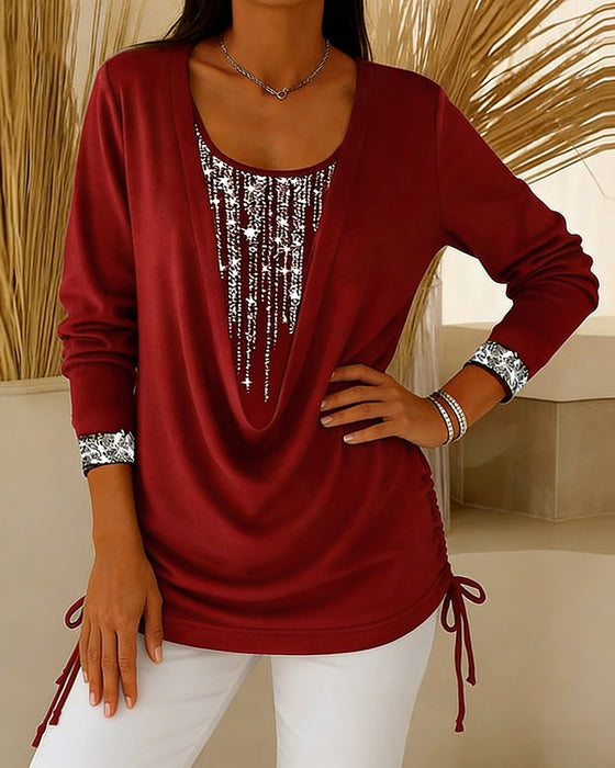 Topp Droppkrage Fin Glitter Falsk Tvådelad